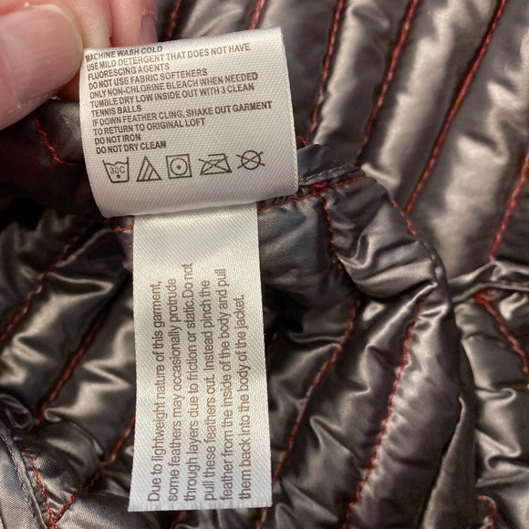 Calvin Klein Puffer Down Jacket Hooded Red Womens 1X Plus Shiny Zip Pockets - Picture 8 of 10